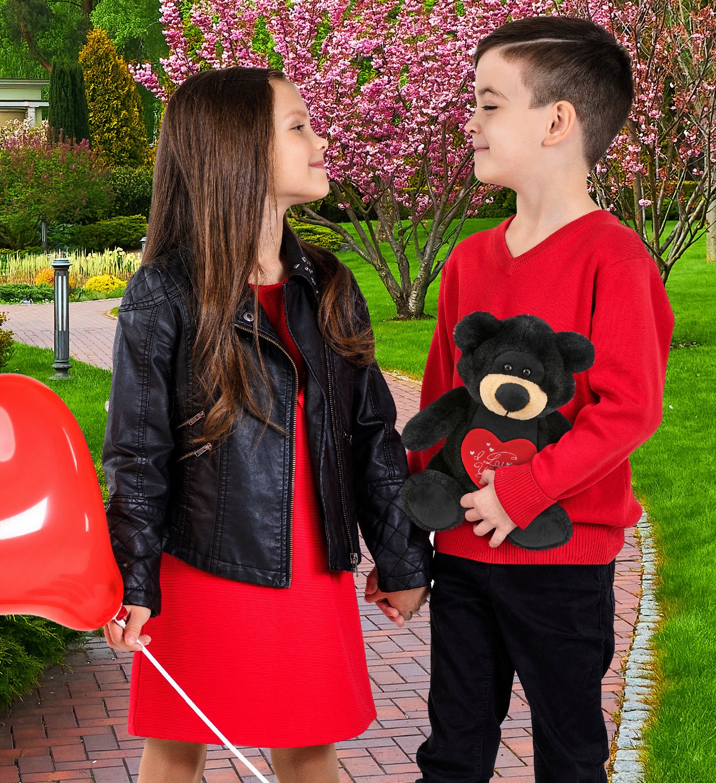 PLUSH I LOVE YOU RED HEART - SUPER-SOFT PLUSH - BLACK BEAR 9"