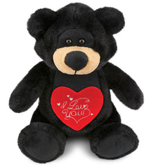 PLUSH I LOVE YOU RED HEART - SUPER-SOFT PLUSH - BLACK BEAR 9"