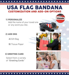SUPER-SOFT PLUSH - LYING BLACK BEAR WITH USA FLAG BANDANA