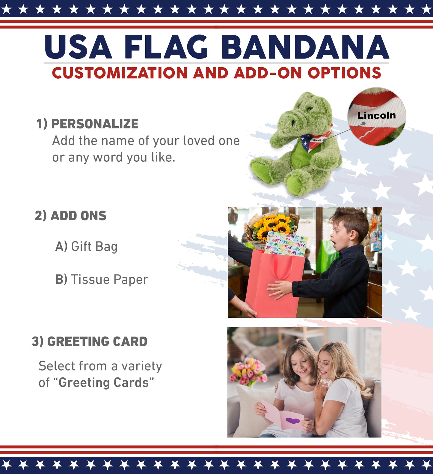 SUPER-SOFT PLUSH - SITTING ALLIGATOR WITH USA FLAG BANDANA