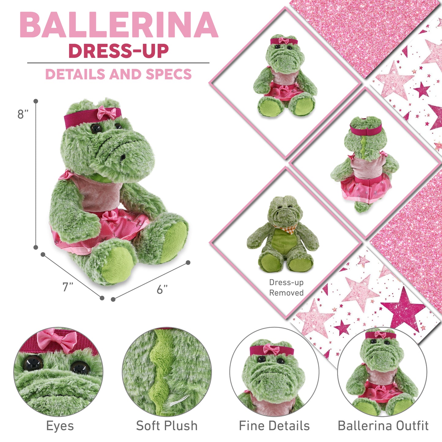 SUPER-SOFT PLUSH - SITTING ALLIGATOR WITH BALLERINA DRESS UP