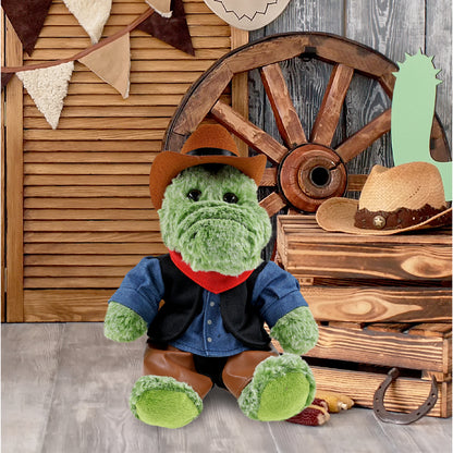 SUPER-SOFT PLUSH - SITTING ALLIGATOR With COWBOY Dress Up