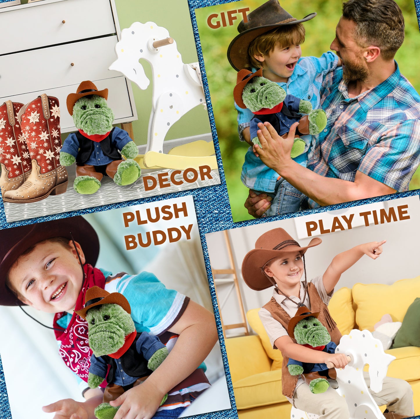 SUPER-SOFT PLUSH - SITTING ALLIGATOR With COWBOY Dress Up