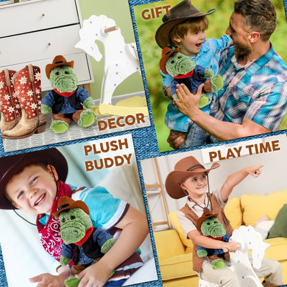 SUPER-SOFT PLUSH - SITTING ALLIGATOR With COWBOY Dress Up