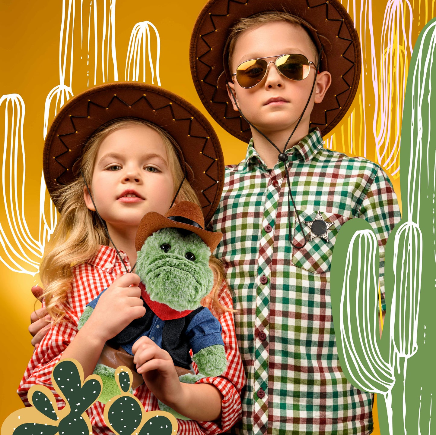 SUPER-SOFT PLUSH - SITTING ALLIGATOR With COWBOY Dress Up