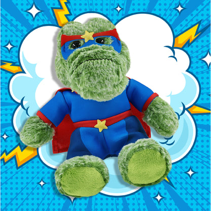 SUPER-SOFT PLUSH - SITTING ALLIGATOR With SUPER HERO Dress Up