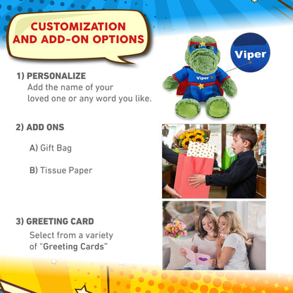 SUPER-SOFT PLUSH - SITTING ALLIGATOR With SUPER HERO Dress Up