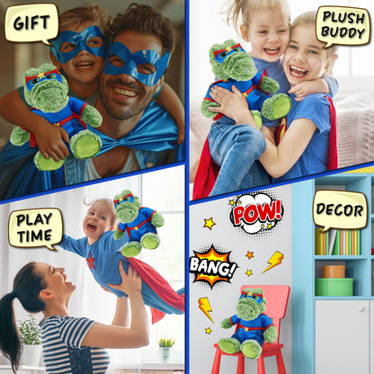 SUPER-SOFT PLUSH - SITTING ALLIGATOR With SUPER HERO Dress Up