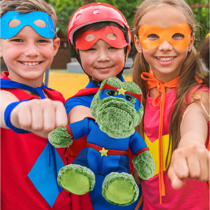SUPER-SOFT PLUSH - SITTING ALLIGATOR With SUPER HERO Dress Up