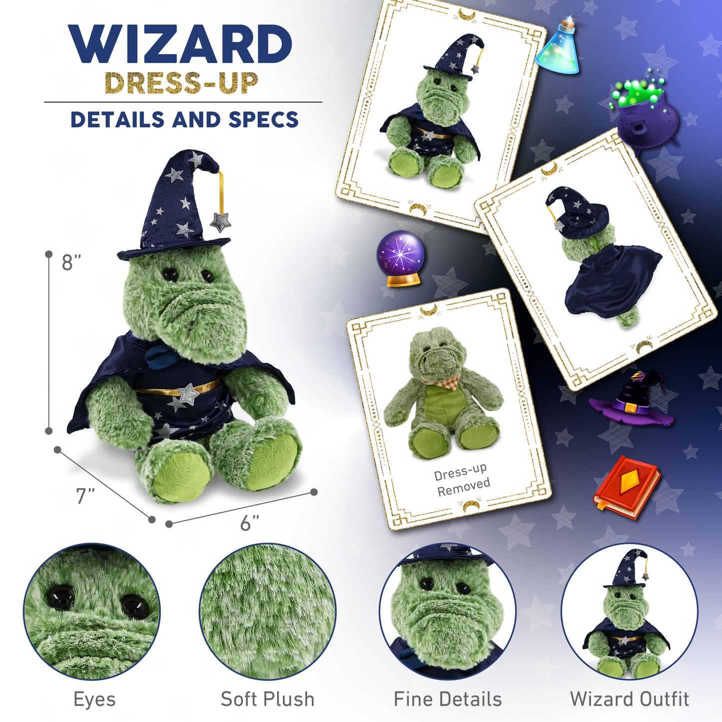 SUPER-SOFT PLUSH - SITTING ALLIGATOR WIZARD