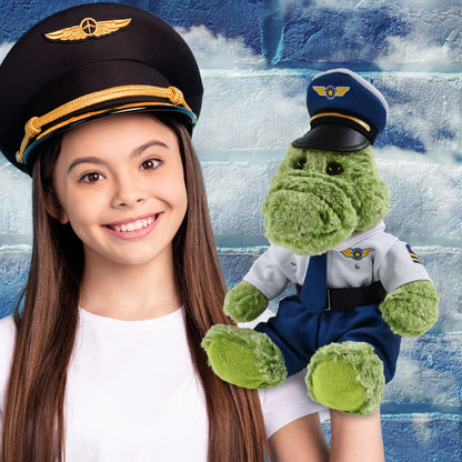 SUPER-SOFT PLUSH - SITTING ALLIGATOR PILOT DRESS UP