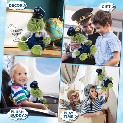 SUPER-SOFT PLUSH - SITTING ALLIGATOR PILOT DRESS UP