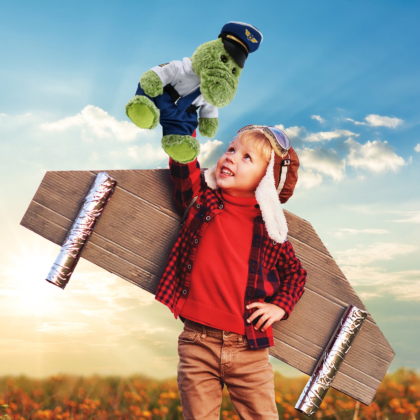 SUPER-SOFT PLUSH - SITTING ALLIGATOR PILOT DRESS UP