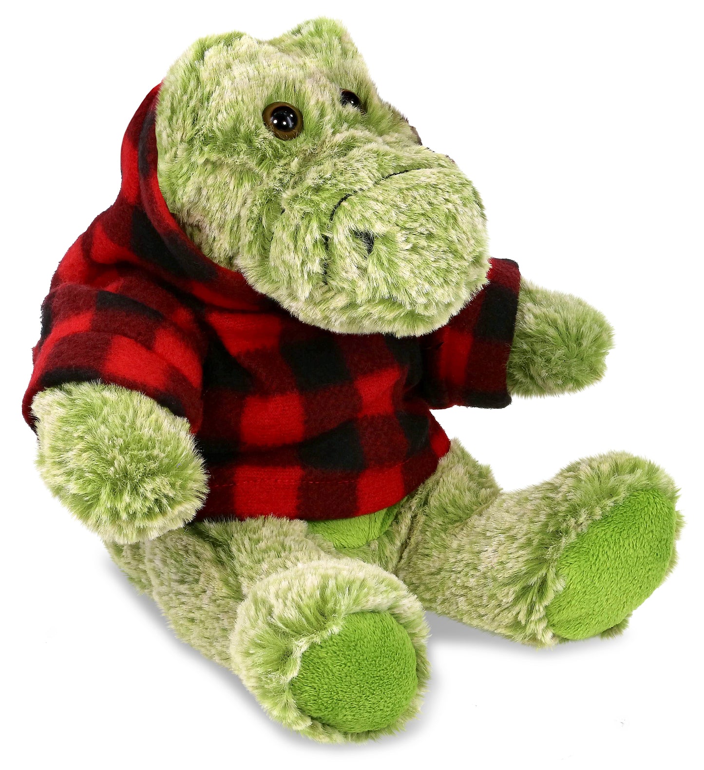 PLUSH RED PLAID HOODIE - SUPER-SOFT PLUSH - SITTING ALLIGATOR