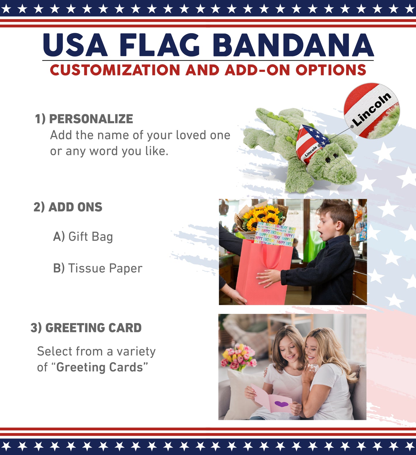 SUPER-SOFT PLUSH - ALLIGATOR SMALL WITH USA FLAG BANDANA