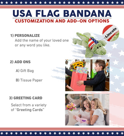 SUPER-SOFT PLUSH - ALLIGATOR SMALL WITH USA FLAG BANDANA