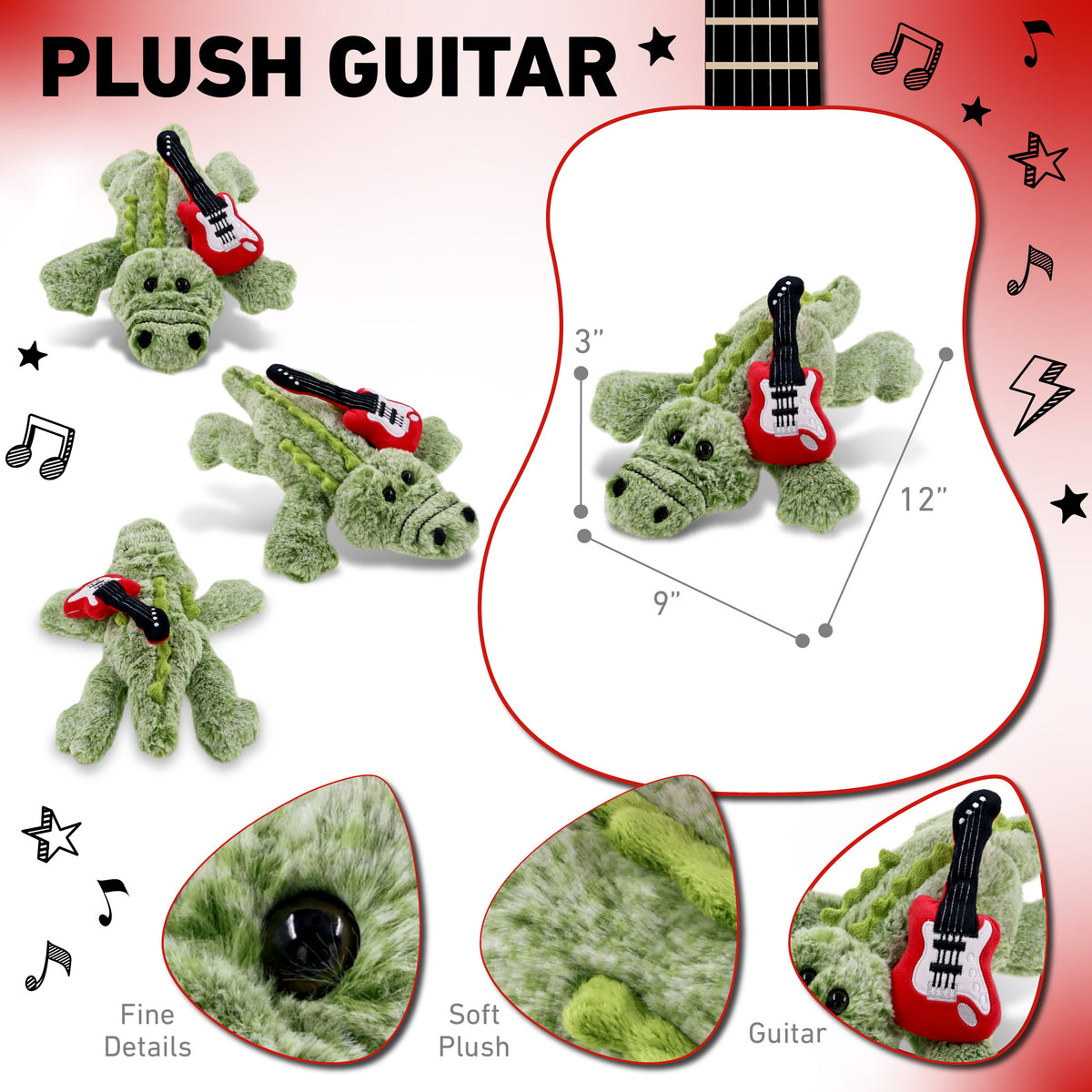 SUPER-SOFT PLUSH - ALLIGATOR SMALL WITH GUITAR ADD ON