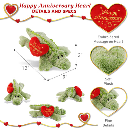 SUPER-SOFT PLUSH - ALLIGATOR SMALL WITH HAPPY ANNIVERSARY HEART