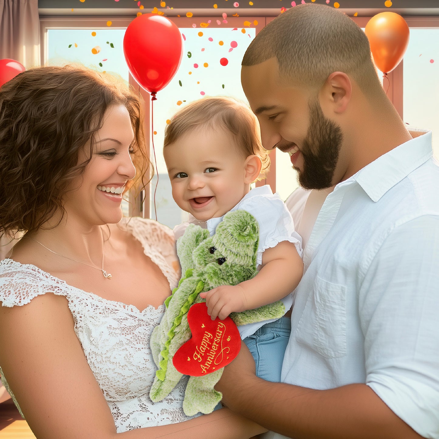 SUPER-SOFT PLUSH - ALLIGATOR SMALL WITH HAPPY ANNIVERSARY HEART