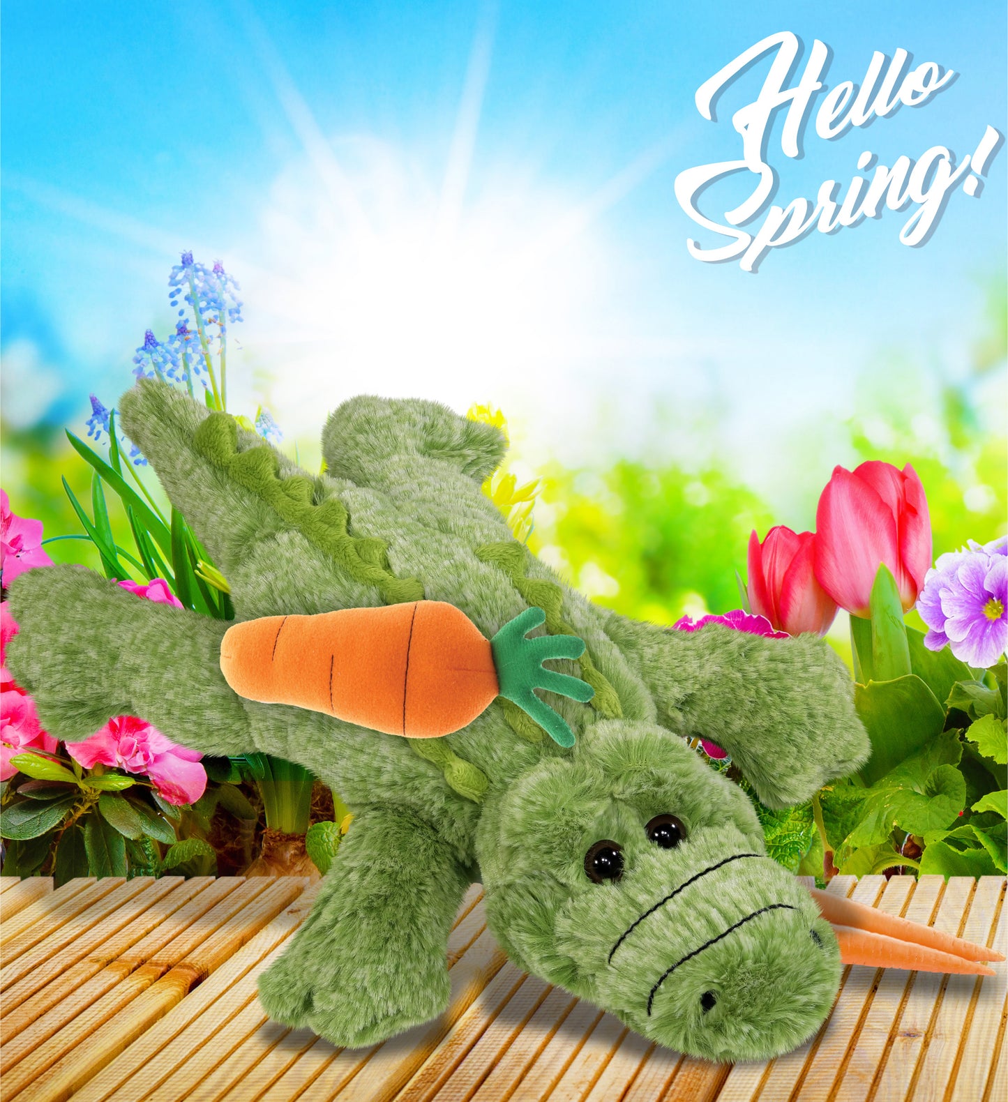 DolliBu Happy Easter Super Soft Plush Small Alligator with Carrot - 12 Inches