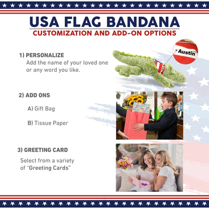 SUPER-SOFT PLUSH - ALLIGATOR LARGE WITH USA FLAG BANDANA