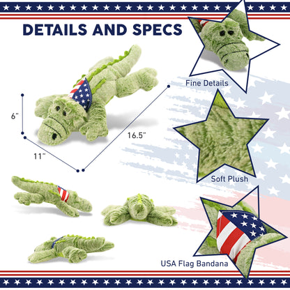 SUPER-SOFT PLUSH - ALLIGATOR LARGE WITH USA FLAG BANDANA