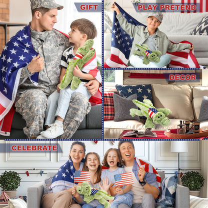 SUPER-SOFT PLUSH - ALLIGATOR LARGE WITH USA FLAG BANDANA