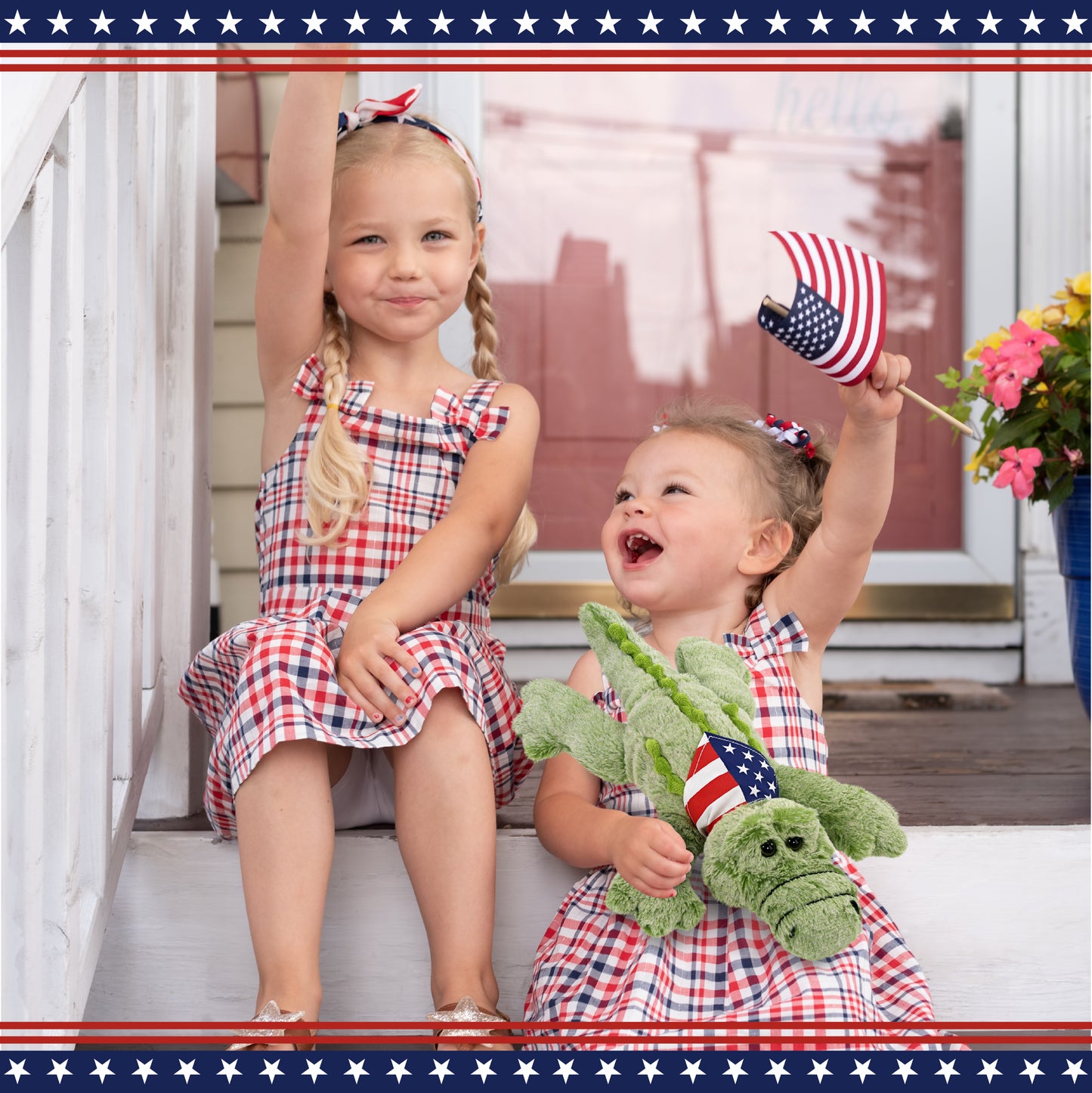 SUPER-SOFT PLUSH - ALLIGATOR LARGE WITH USA FLAG BANDANA