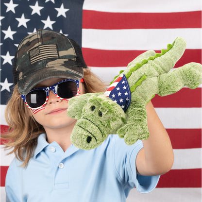 SUPER-SOFT PLUSH - ALLIGATOR LARGE WITH USA FLAG BANDANA