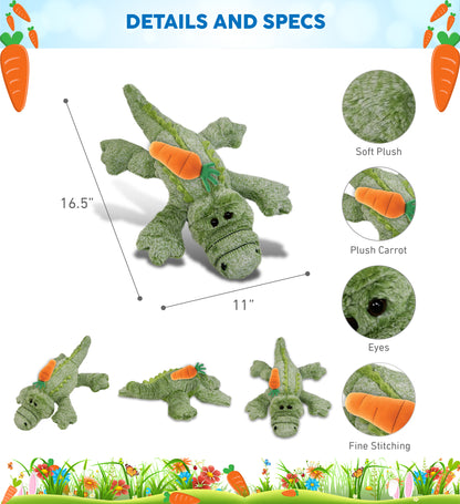 DolliBu Happy Easter Super Soft Plush Large Alligator with Carrot - 16 Inches