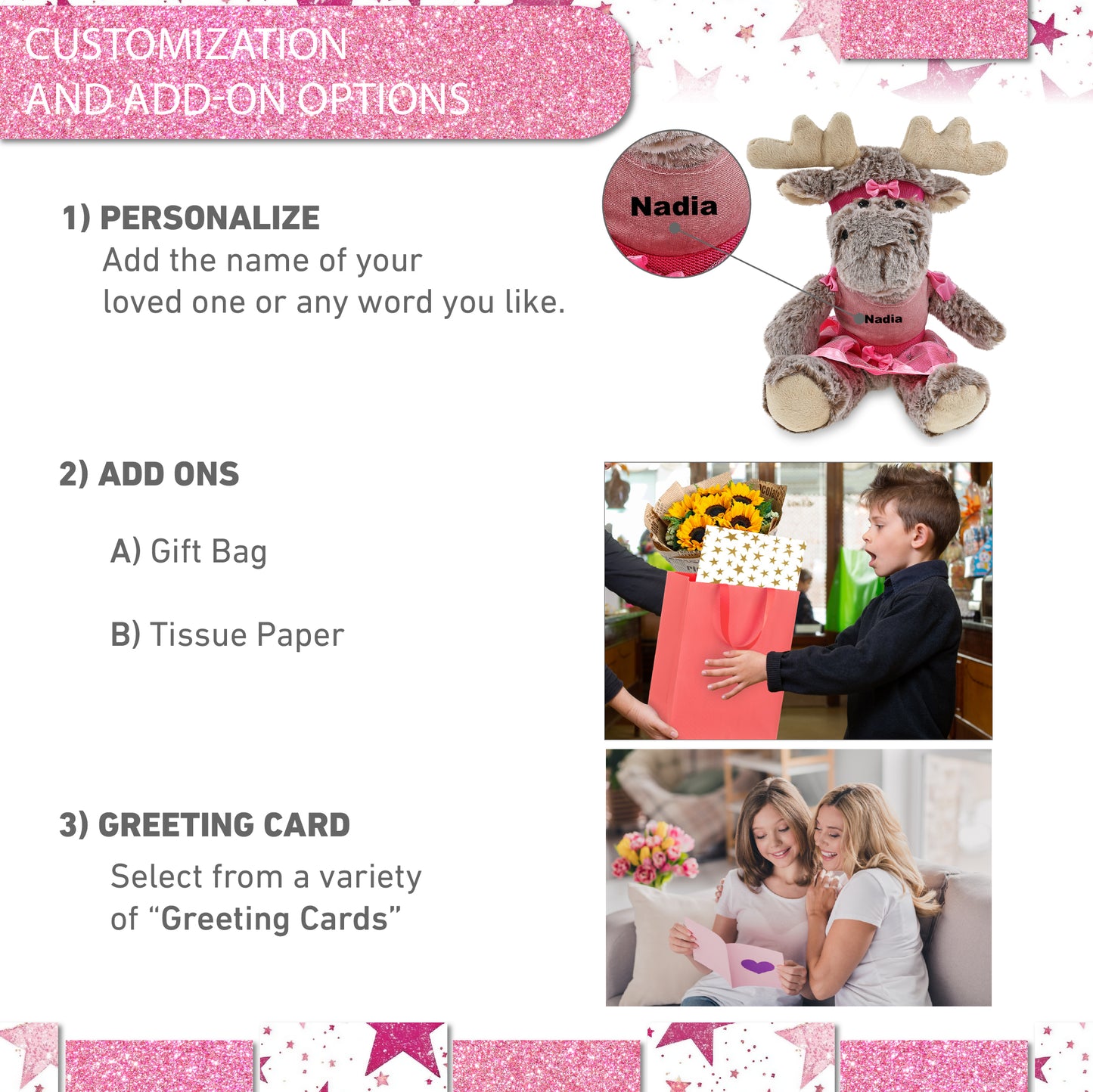 SUPER SOFT PLUSH - SITTING MOOSE WITH BROWN HOODED SWEATER BALLERINA