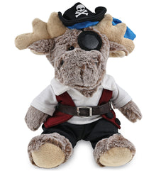SUPER SOFT PLUSH - SITTING MOOSE WITH BROWN HOODED SWEATER PIRATE DRESS UP
