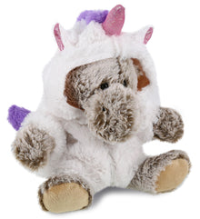PLUSH UNICORN - SUPER SOFT PLUSH - SITTING MOOSE WITH BROWN HOODED SWEATER
