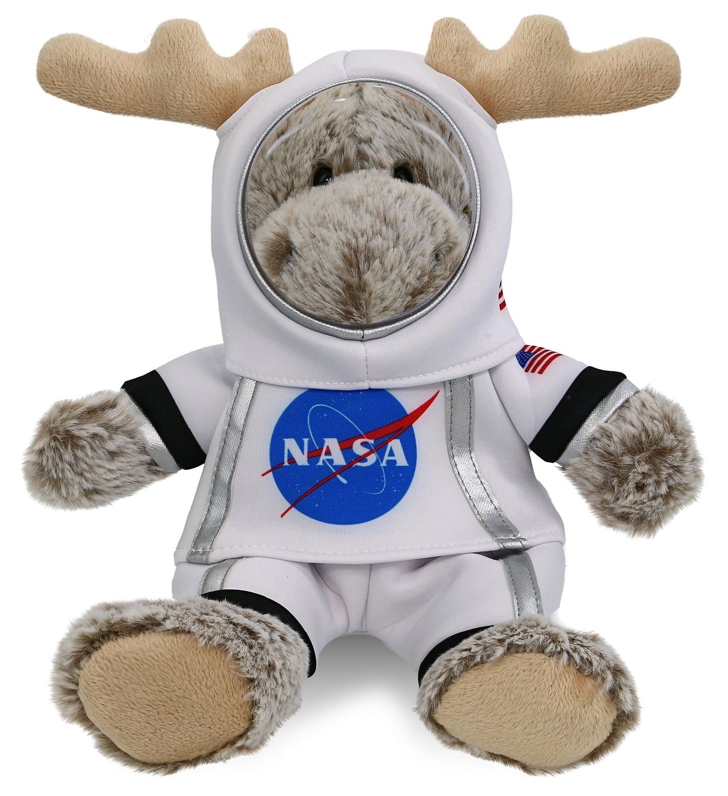 PLUSH ASTRONAUT - SUPER SOFT PLUSH - SITTING MOOSE WITH BROWN HOODED SWEATER