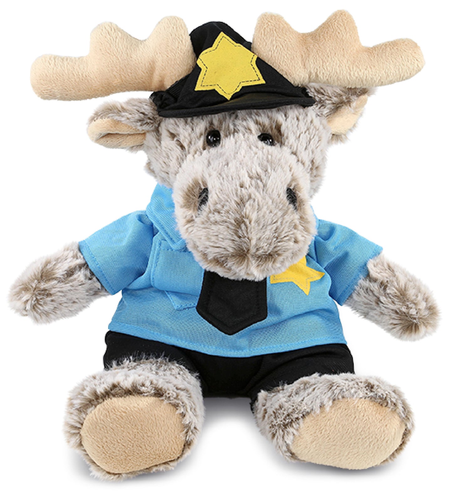 PLUSH POLICE - SUPER SOFT PLUSH - SITTING MOOSE WITH BROWN HOODED SWEATER