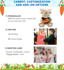 DolliBu Easter Sitting Moose with Brown Hooded Sweater with Carrot - 8 Inches
