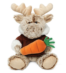 DolliBu Easter Sitting Moose with Brown Hooded Sweater with Carrot - 8 Inches