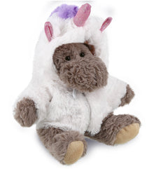 PLUSH UNICORN - SUPER SOFT PLUSH - SITTING MOOSE WITH GREY HOODED SWEATER