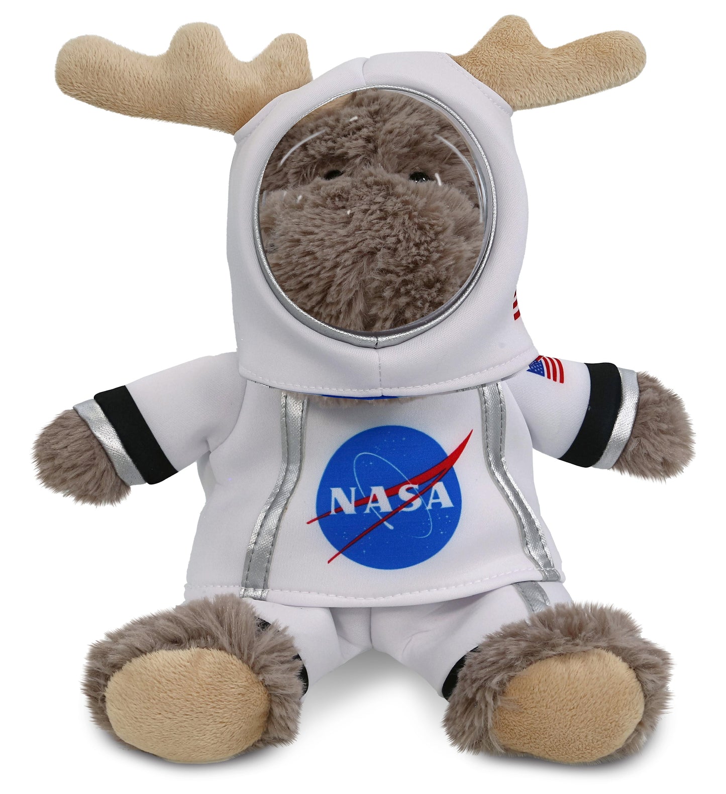 PLUSH ASTRONAUT - SUPER SOFT PLUSH - SITTING MOOSE WITH GREY HOODED SWEATER