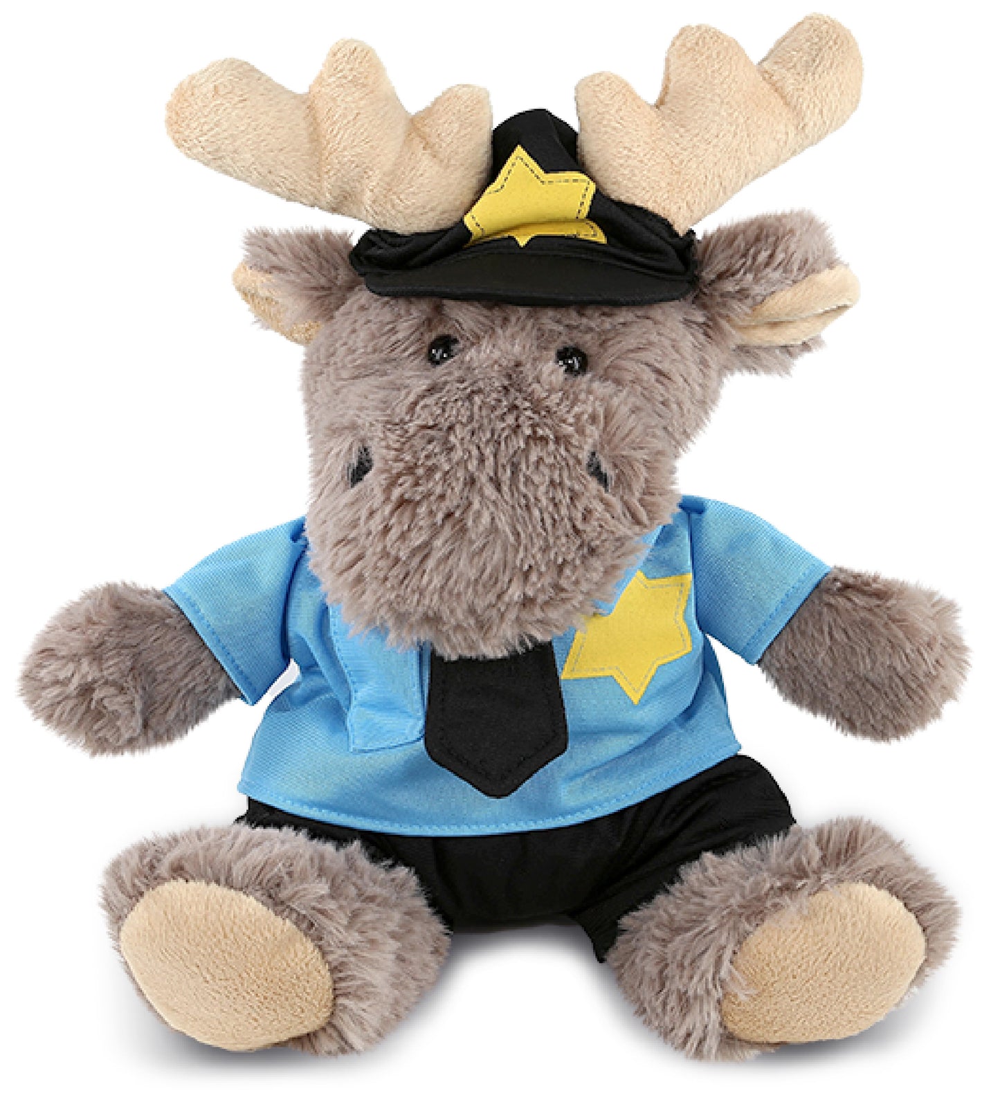 PLUSH POLICE - SUPER SOFT PLUSH - SITTING MOOSE WITH GREY HOODED SWEATER
