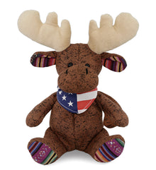 FUNKY PLUSH - SITTING BROWN MOOSE WITH USA FLAG BANDANA