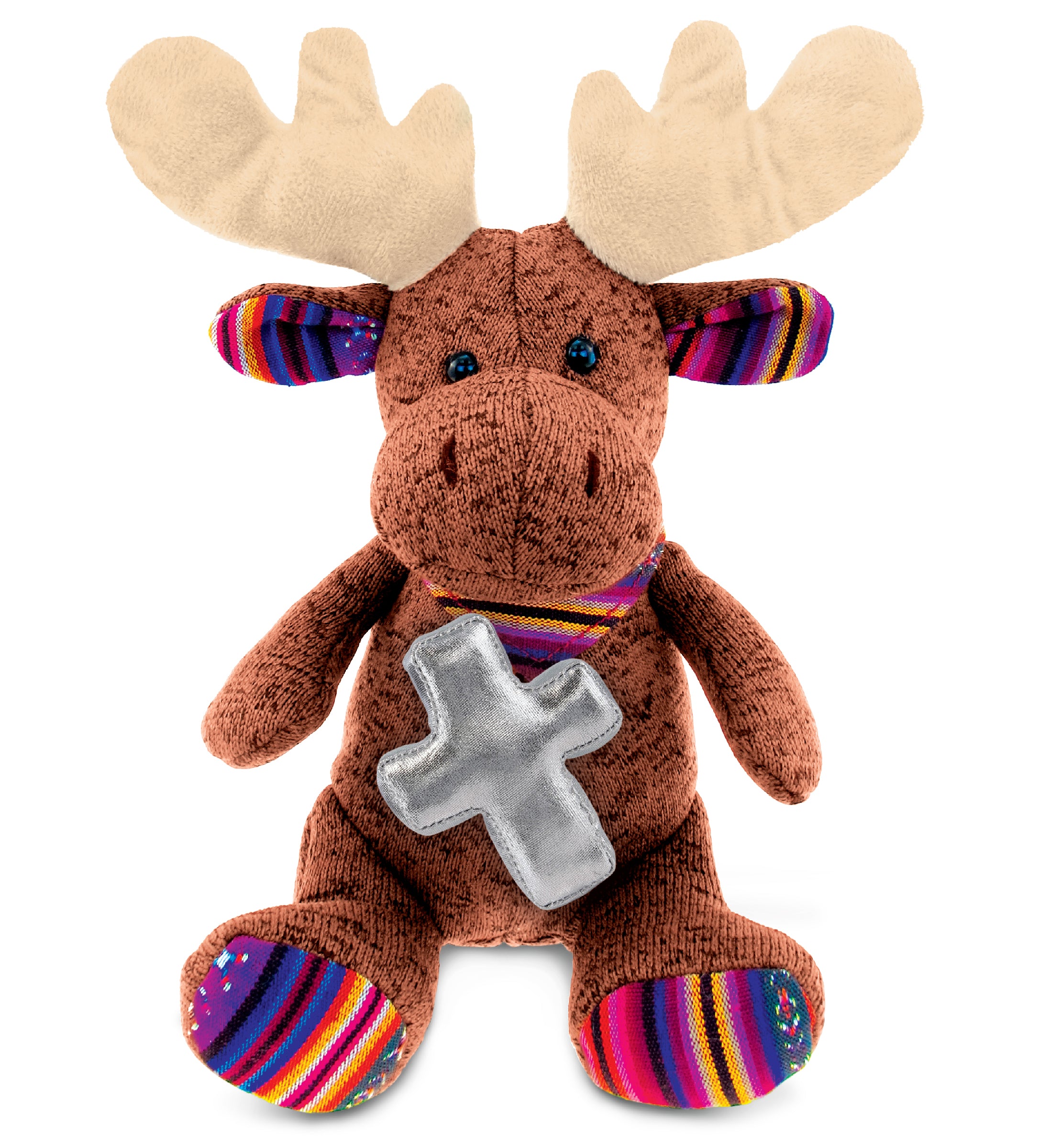 PLUSH CROSS - FUNKY PLUSH - SITTING BROWN MOOSE