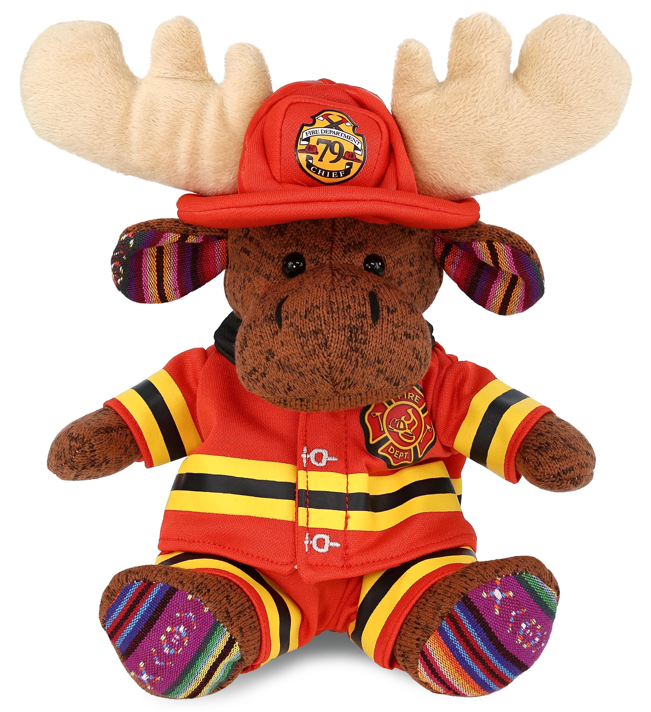 PLUSH FIREMAN - FUNKY PLUSH - SITTING BROWN MOOSE