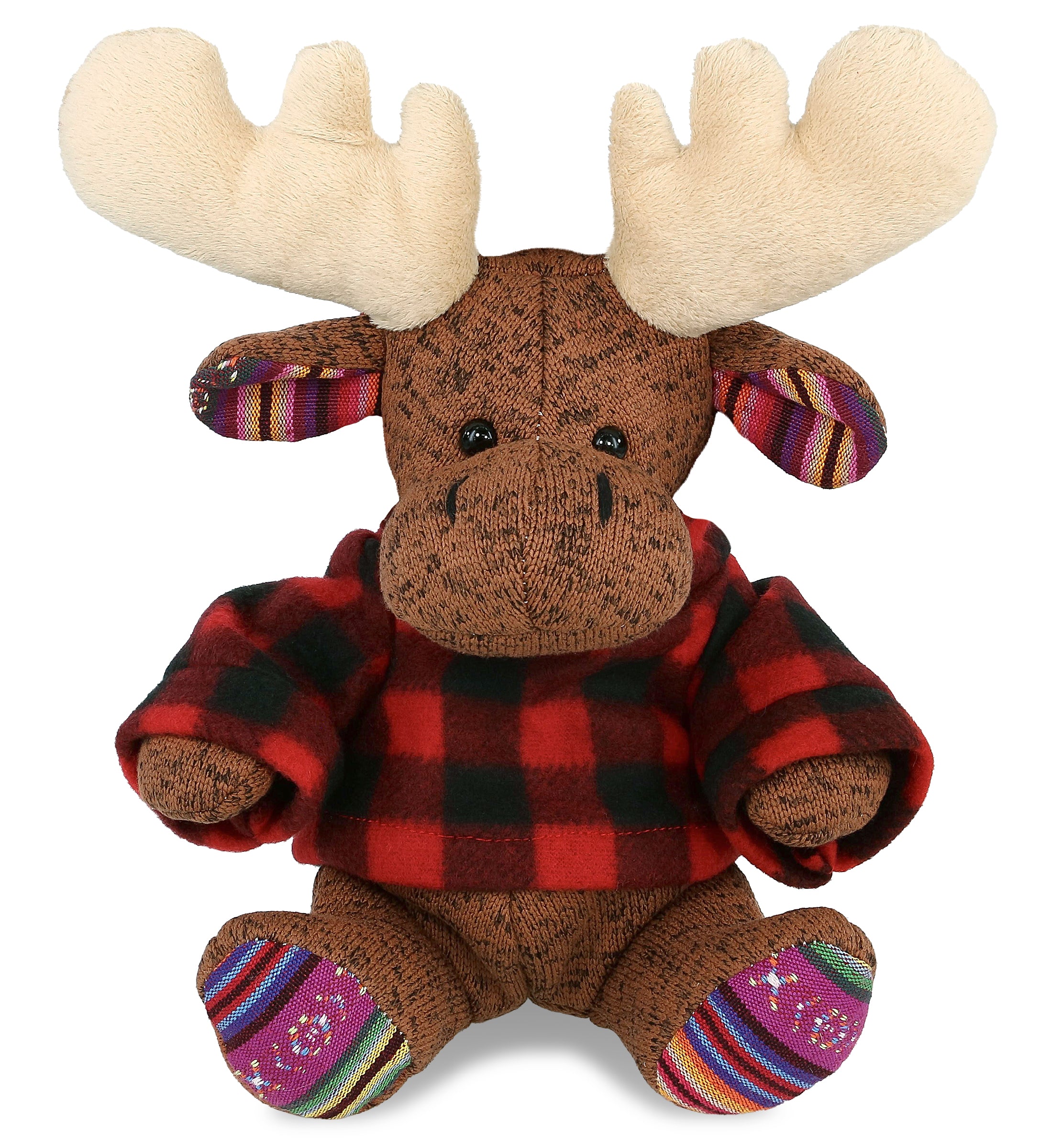 PLUSH RED PLAID HOODIE - FUNKY PLUSH - SITTING BROWN MOOSE