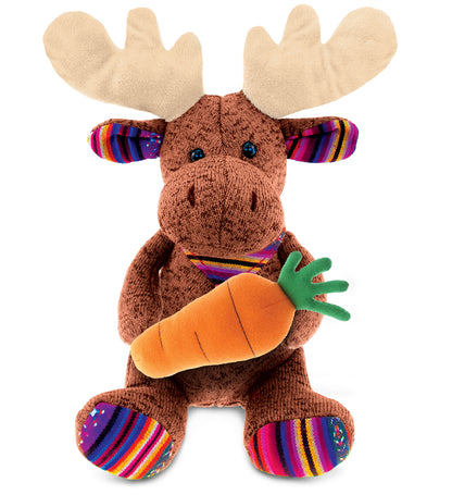 DolliBu Happy Easter Funky Plush Sitting Brown Moose with Carrot - 15 Inches