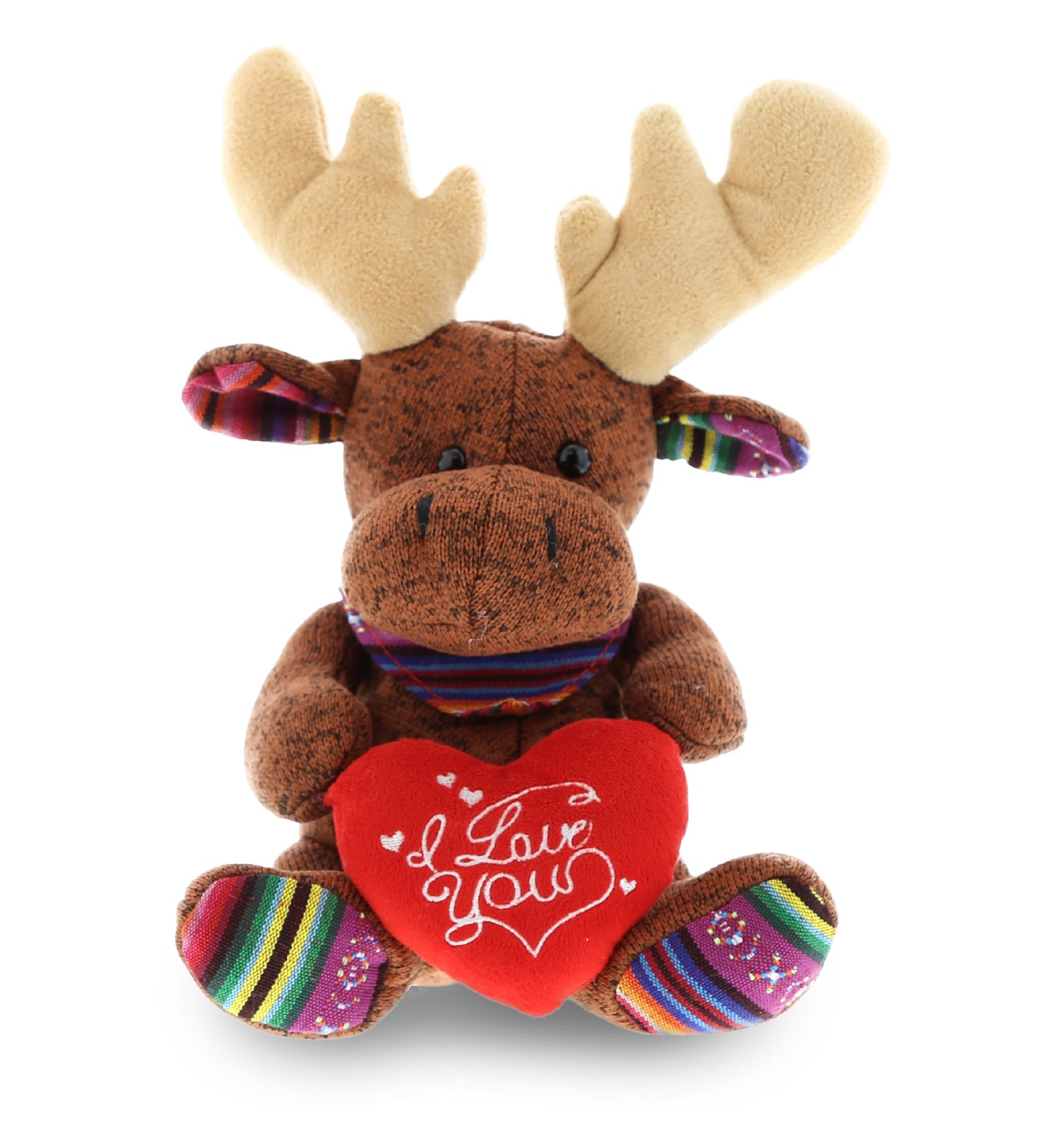 PLUSH I LOVE YOU RED HEART - FUNKY PLUSH - SITTING BROWN MOOSE