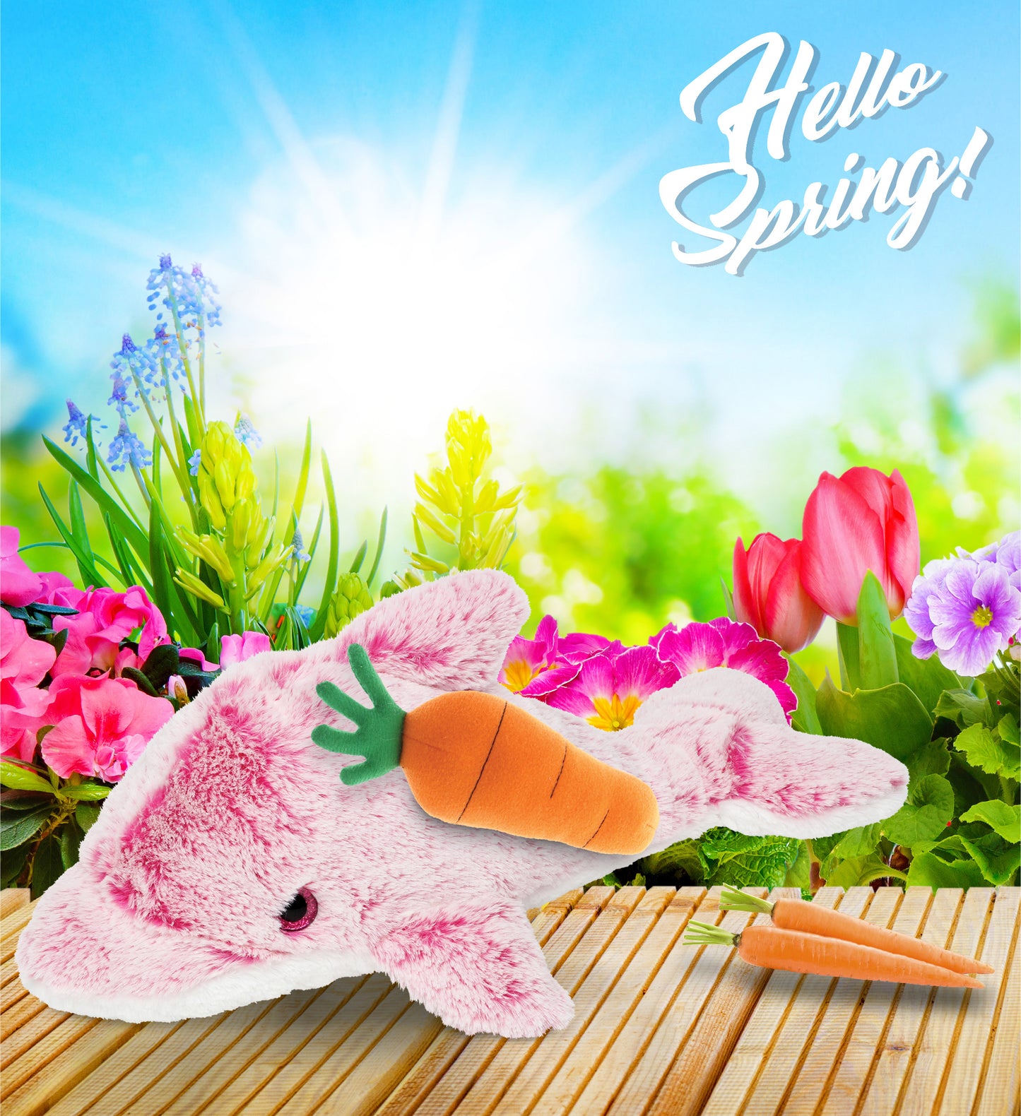 DolliBu Happy Easter Super Soft Plush Cute Pink Dolphin with Carrot - 14 Inches