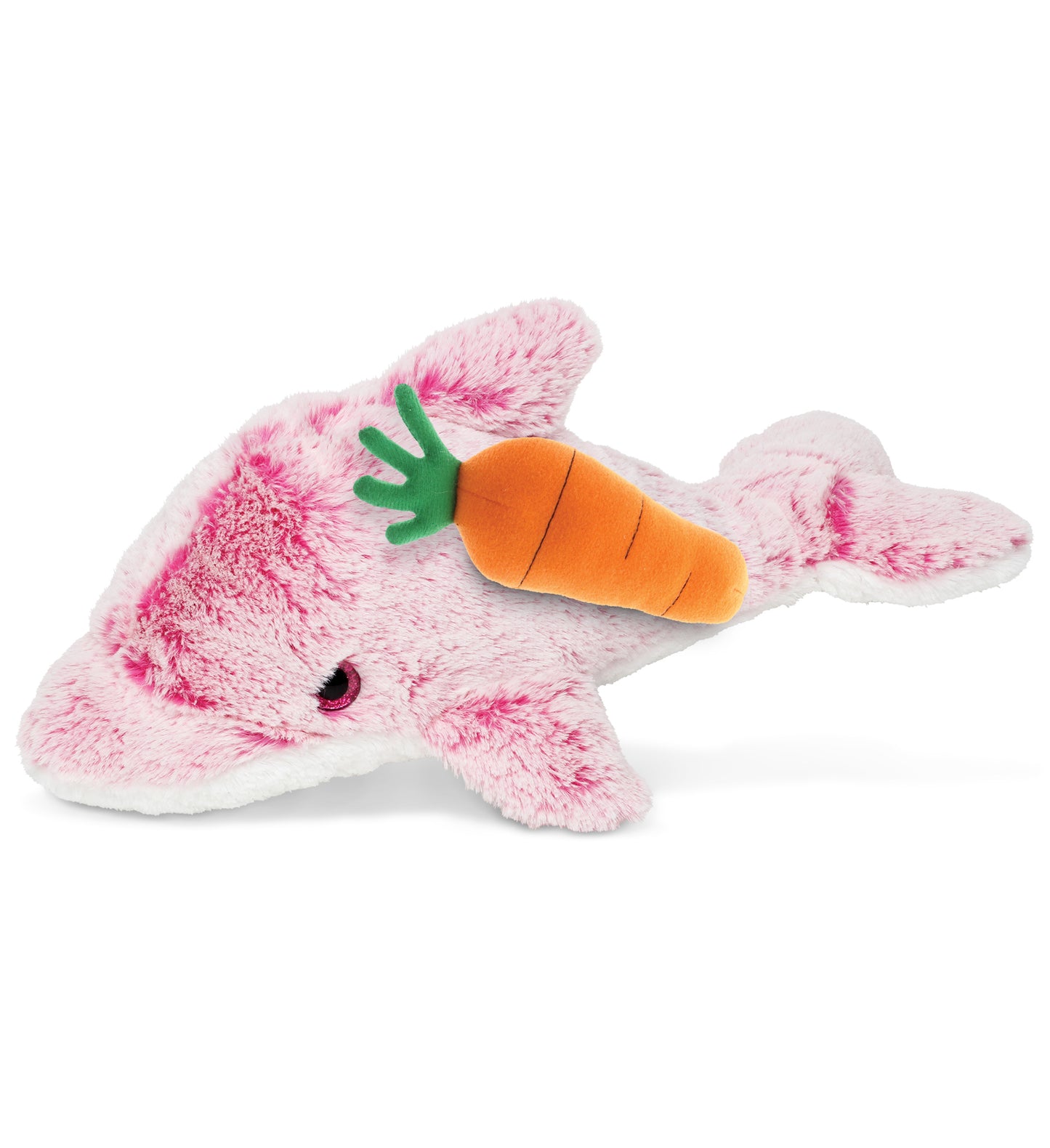 DolliBu Happy Easter Super Soft Plush Cute Pink Dolphin with Carrot - 14 Inches