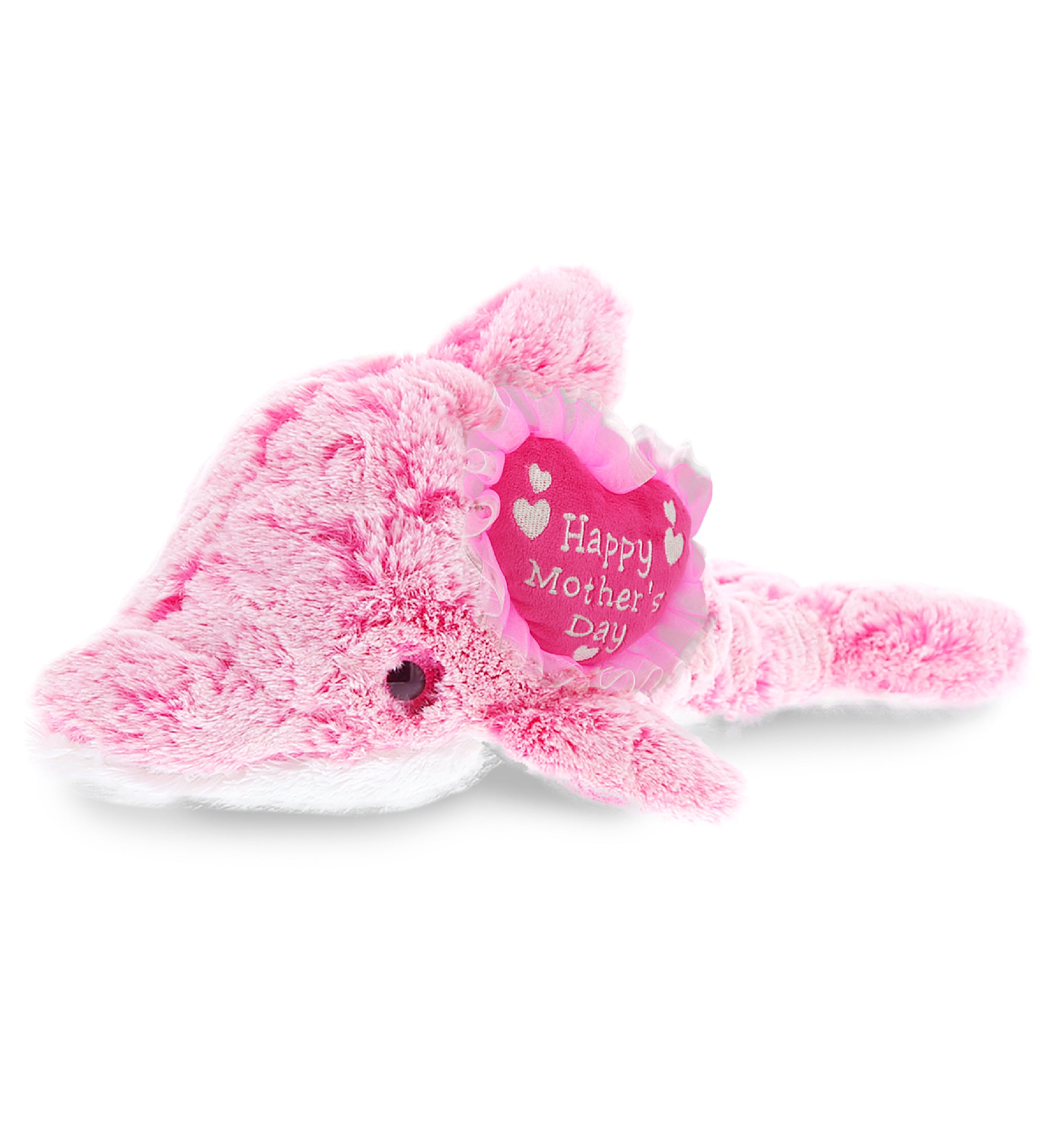 PLUSH MOTHERS DAY HEART - SUPER SOFT PLUSH - PINK DOLPHIN