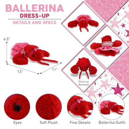 SUPER SOFT PLUSH - ELEGANT RED LOBSTER WITH BALLERINA DRESS UP
